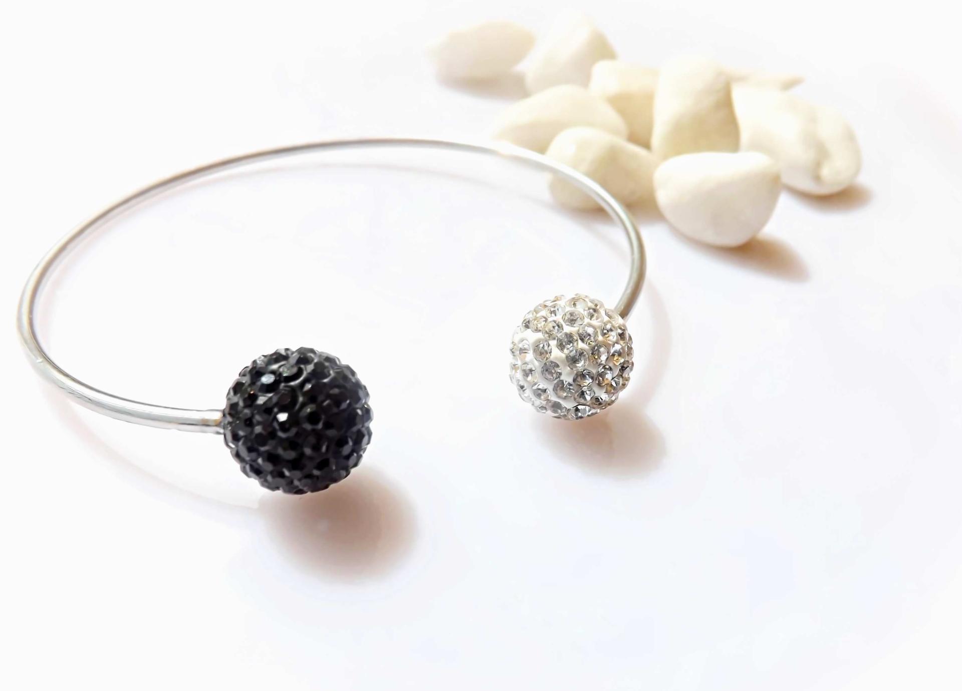 Black and White Crystal Bangle