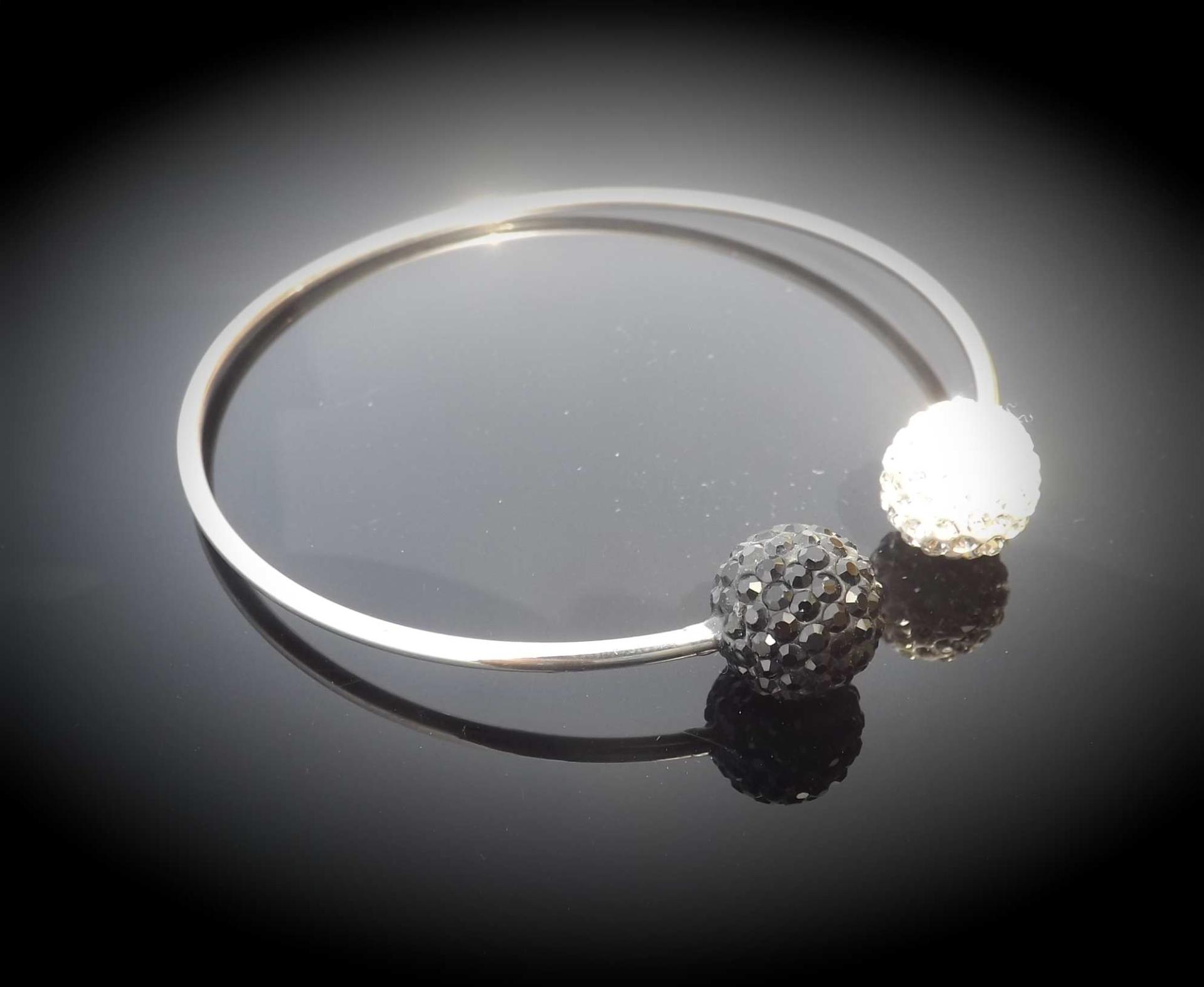 Black and White Crystal Bangle