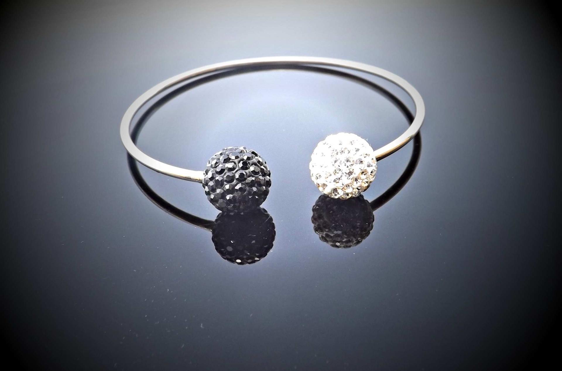 Black and White Crystal Bangle