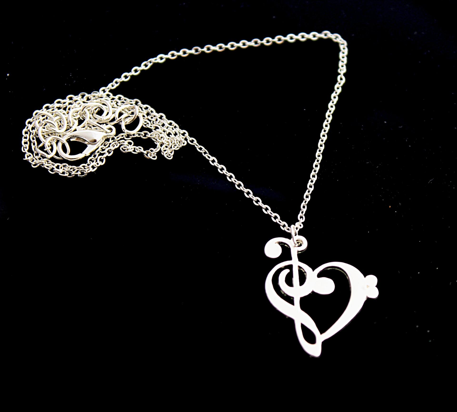 Bass and Treble Clef Unique Necklace