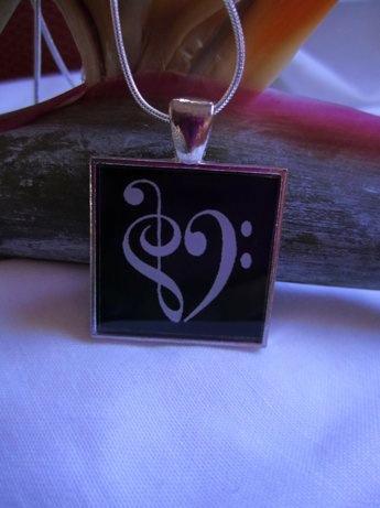 Bass Clef Resin Pendant