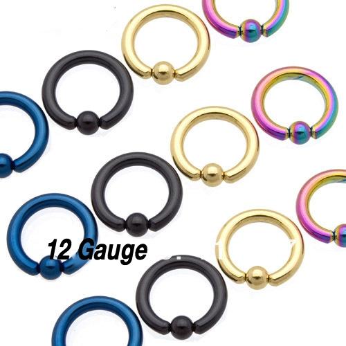 BCR Rings 12G  - Titanium Stainless Steel BCR Rings - Choice of Colours
