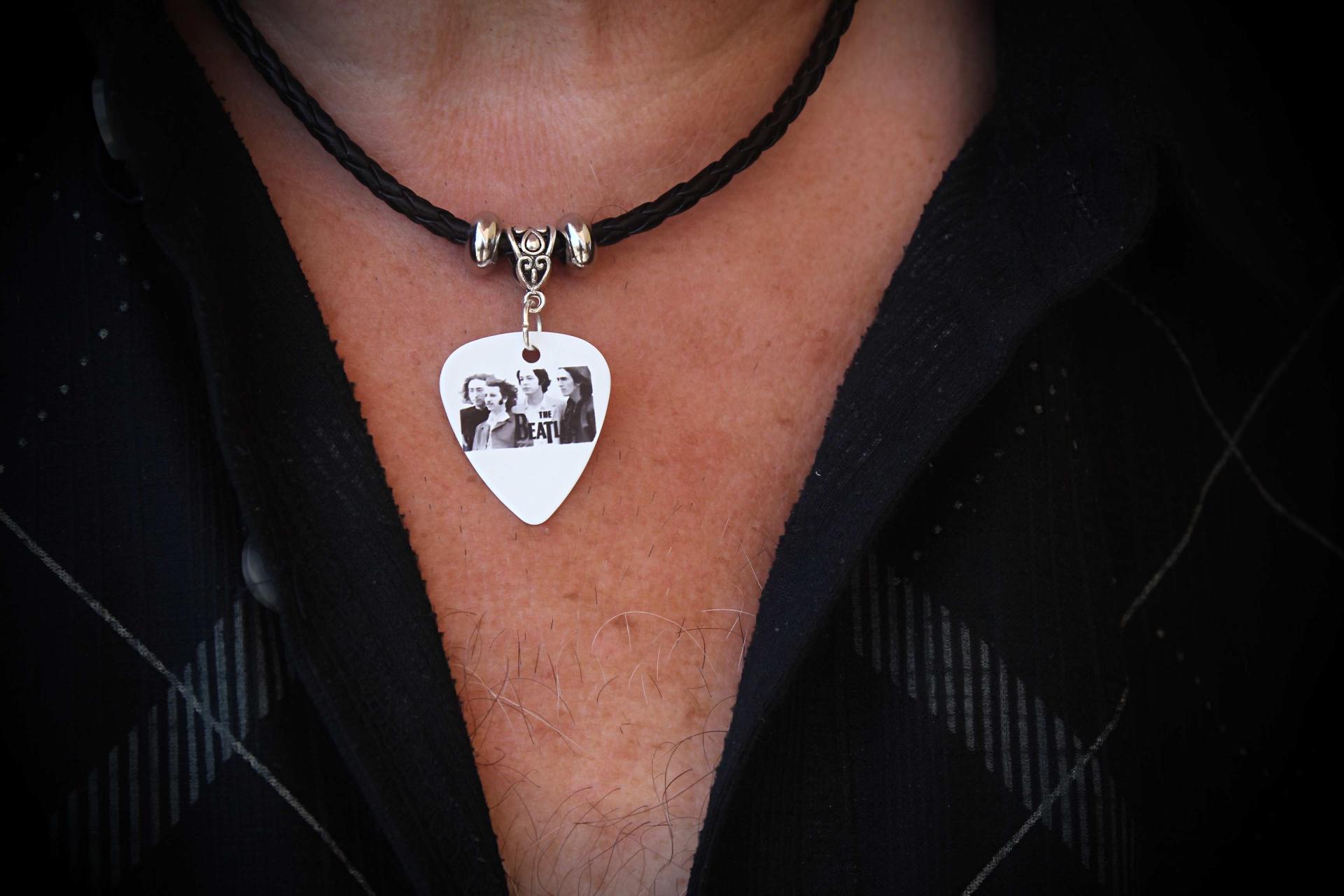 The Beatles Guitar Pick Necklace -  Customise with Chain Or Choker Style