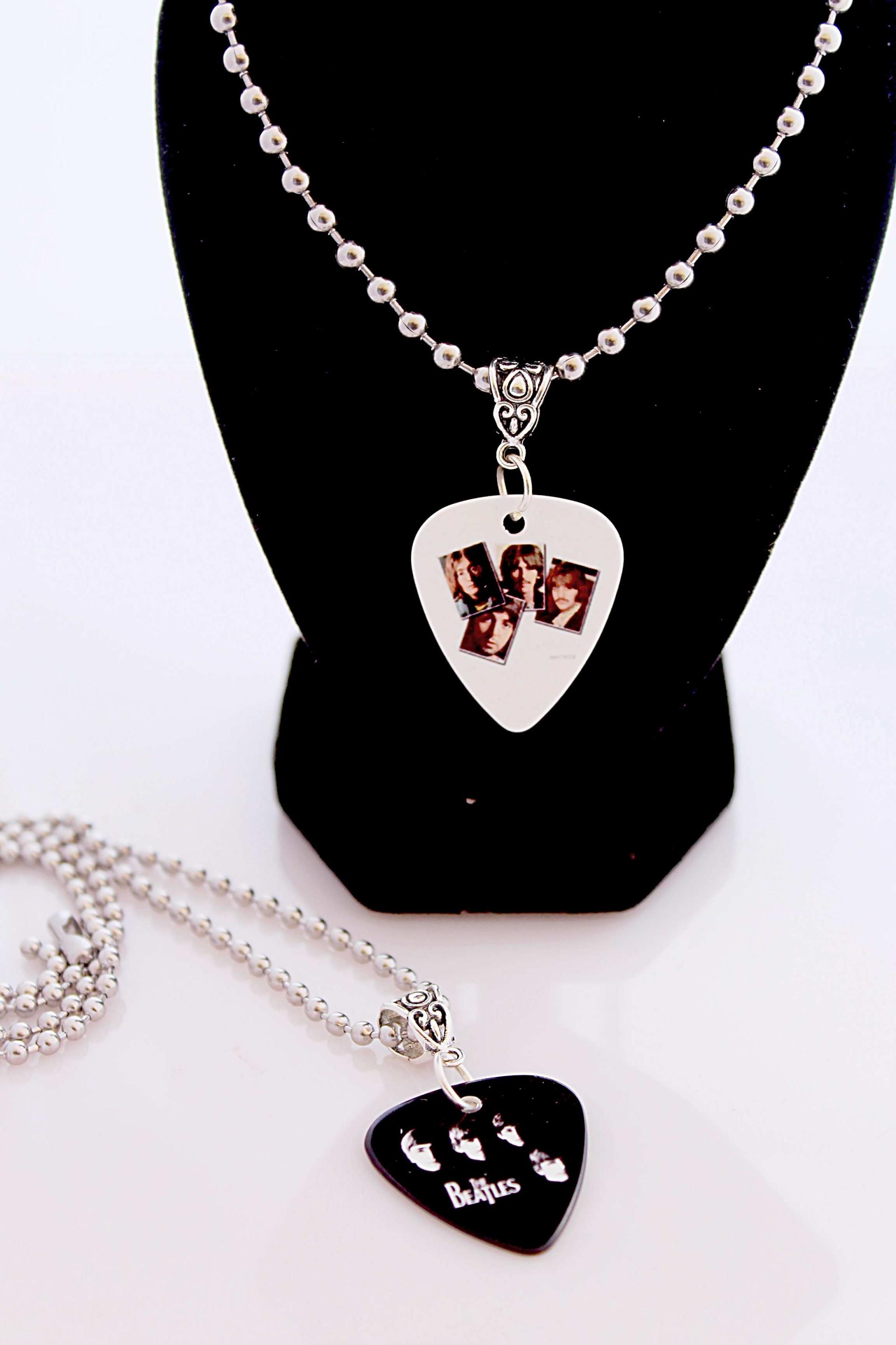 The Beatles Guitar Pick Necklace -  Customise with Chain Or Choker Style