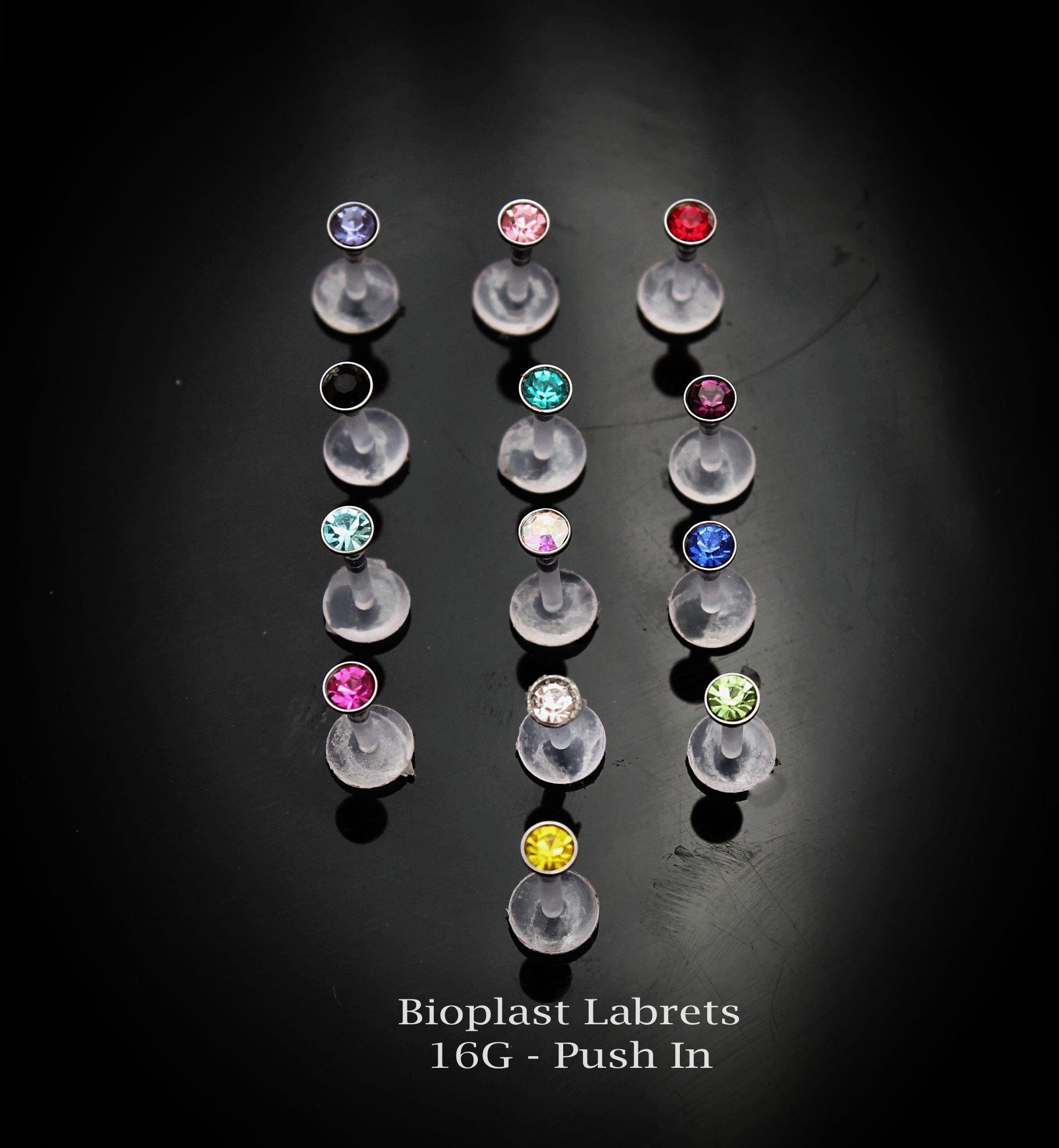 Crystal Bioplast Flexible Labret Crystal Colour Range