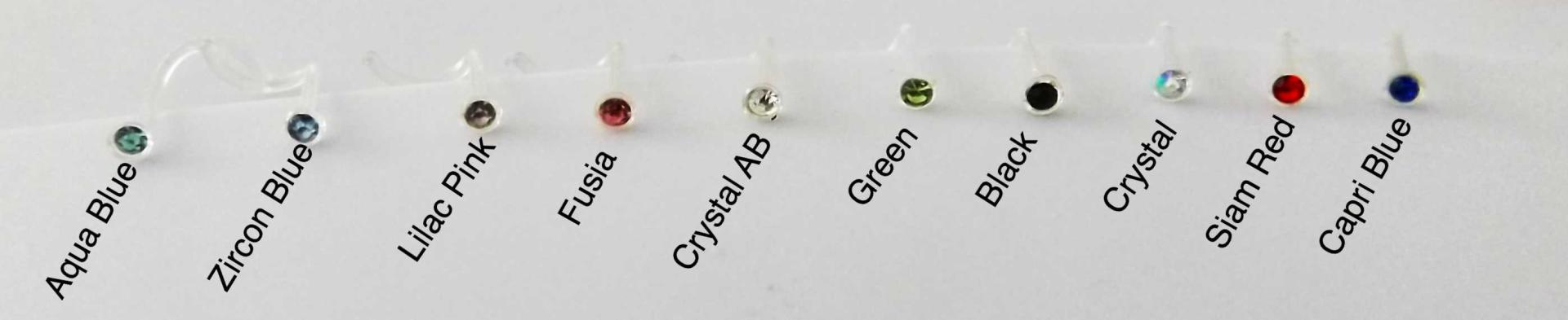 Bioplastic Body Jewelry Gem Nose Stud 20 Gauge -Choice of Colour