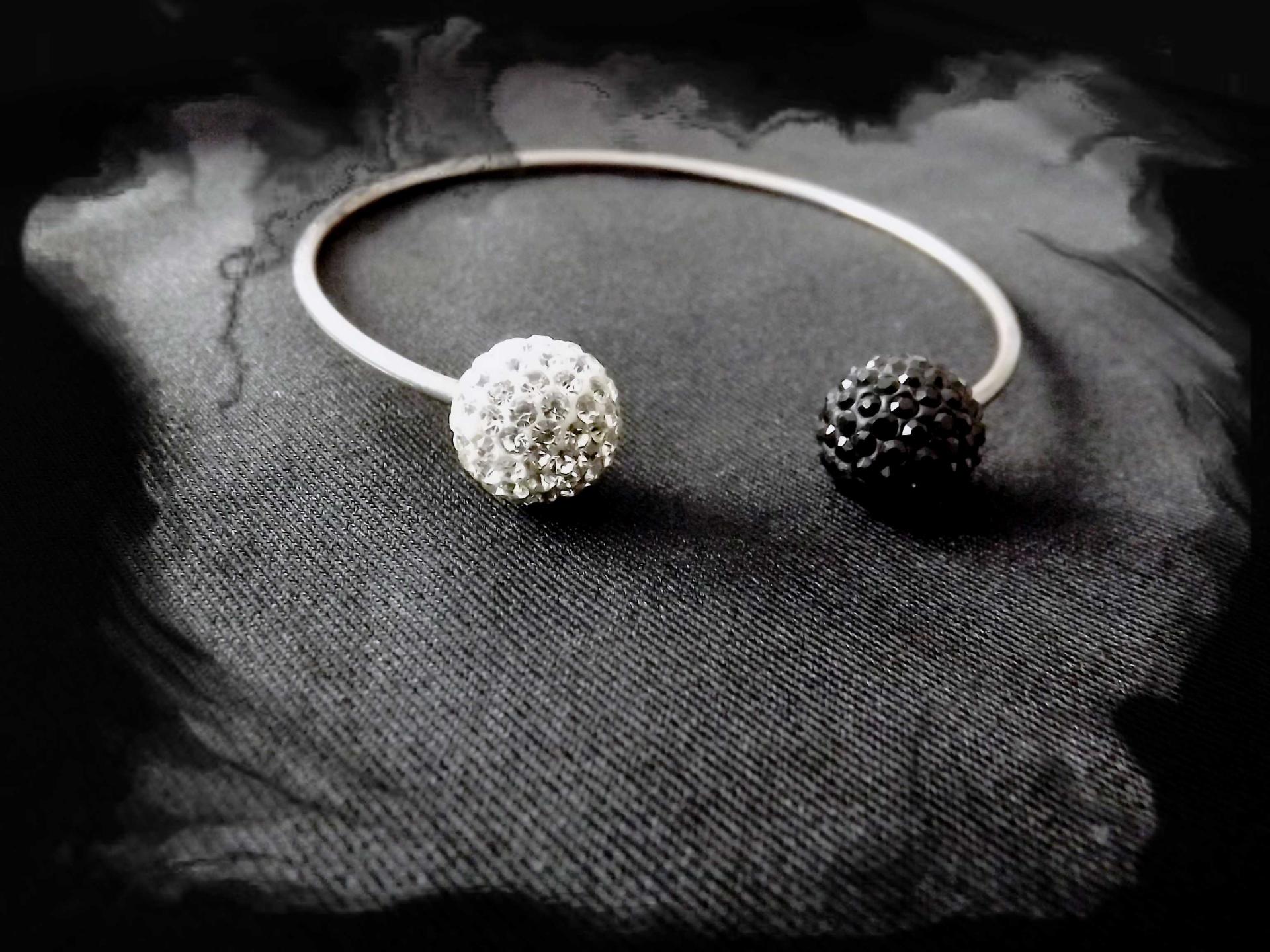 Black and White Crystal Bangle