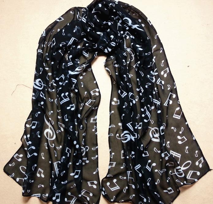 Ladies Musical Note Chiffon Neck Scarf