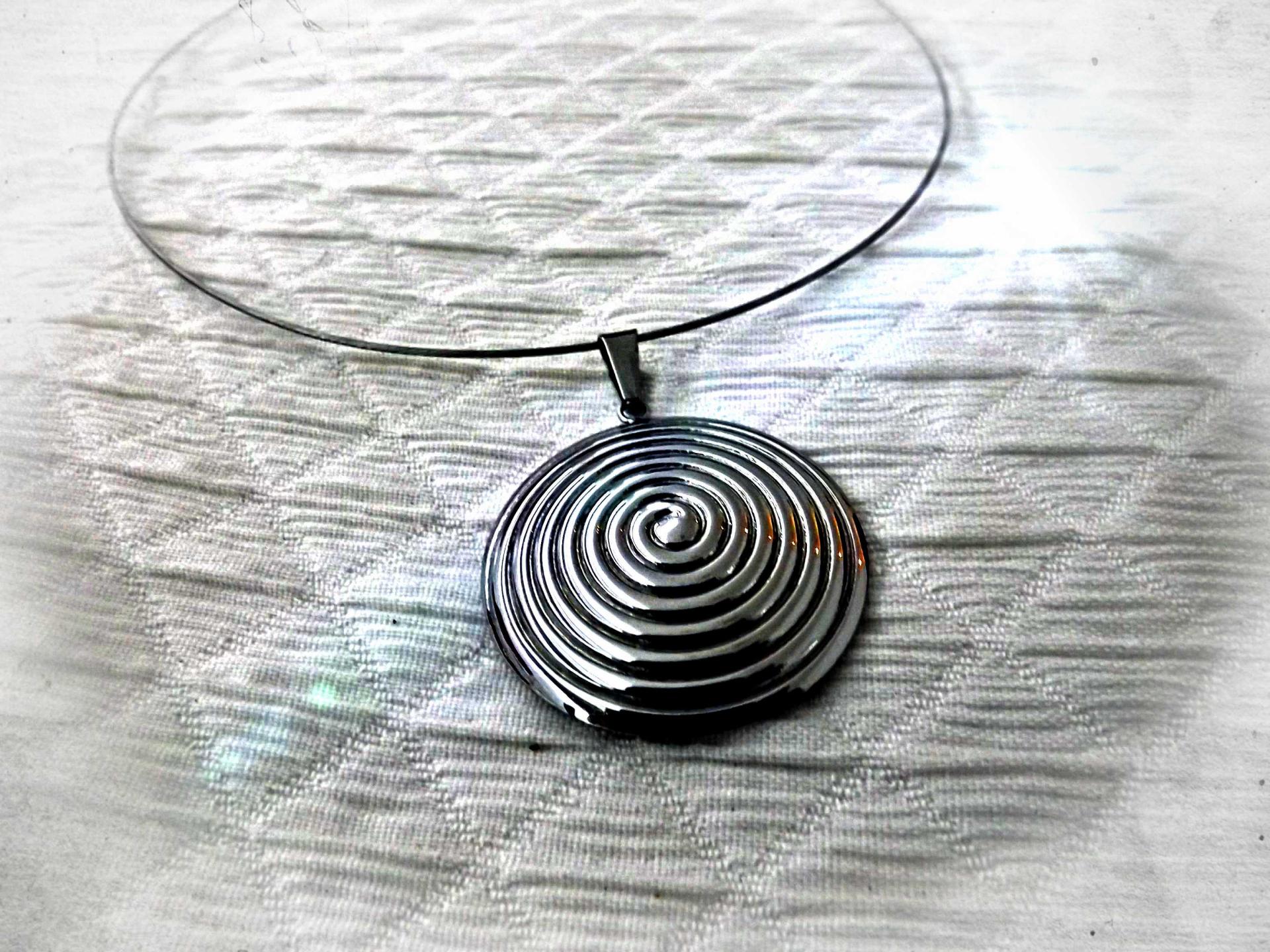 Bullseye Dome Circle Pendant in Stainless Steel - Customise This Piece!