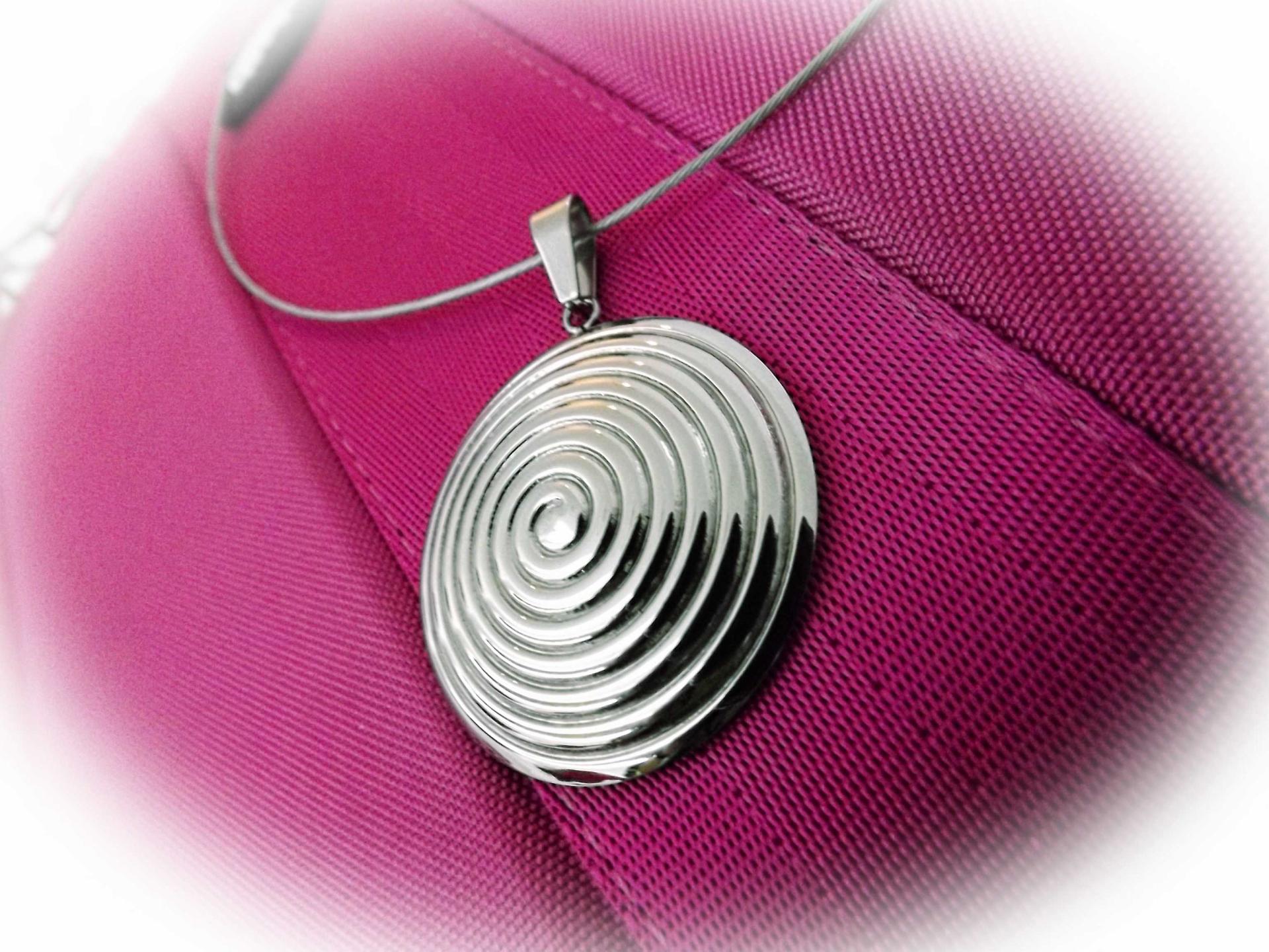 Bullseye Dome Circle Pendant in Stainless Steel - Customise This Piece!