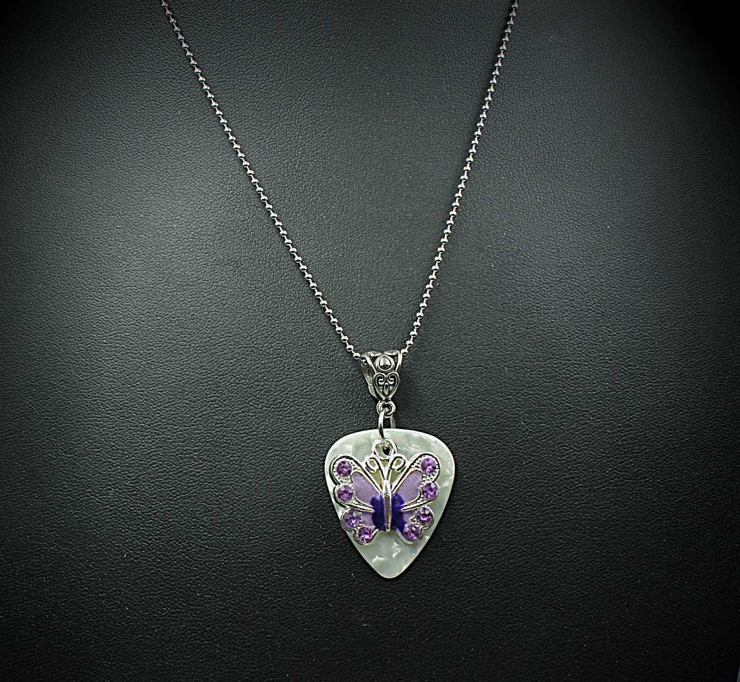 Guitar Pick Necklace /Choker with Butterfly - customisable