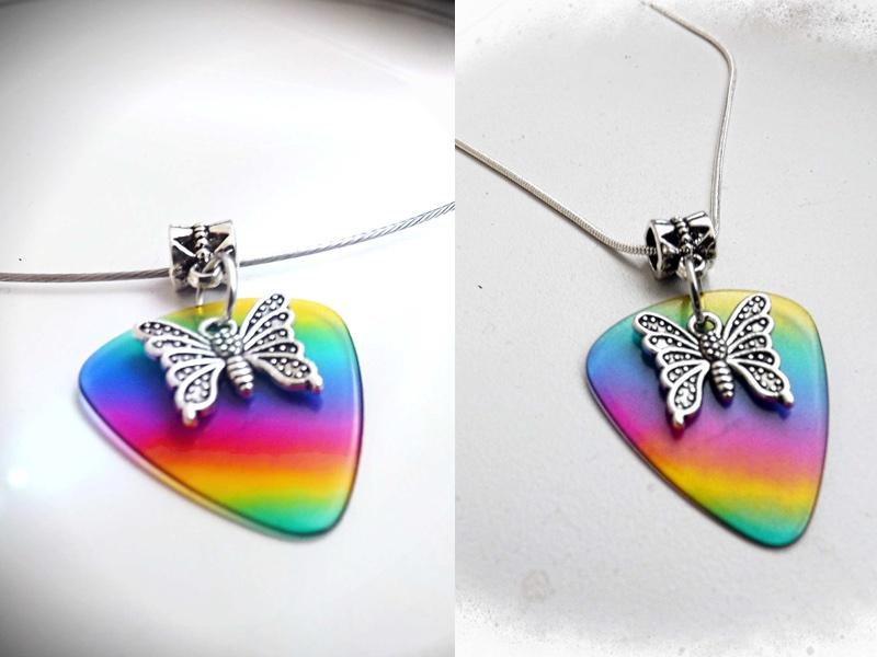 Butterfly on Rainbow Guitar Pick - Customisable!