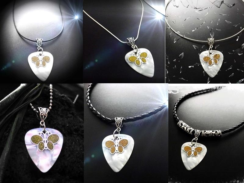 Guitar Pick with Sandblasted Butterfly Charm