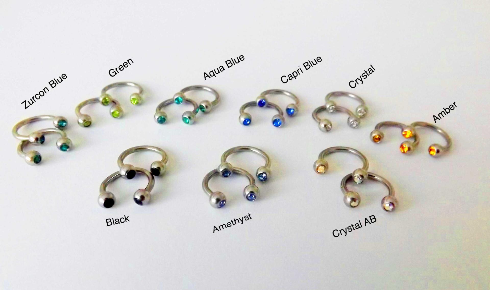 Circular Barbell horseshoe Body Jewelry With Crystal Gems