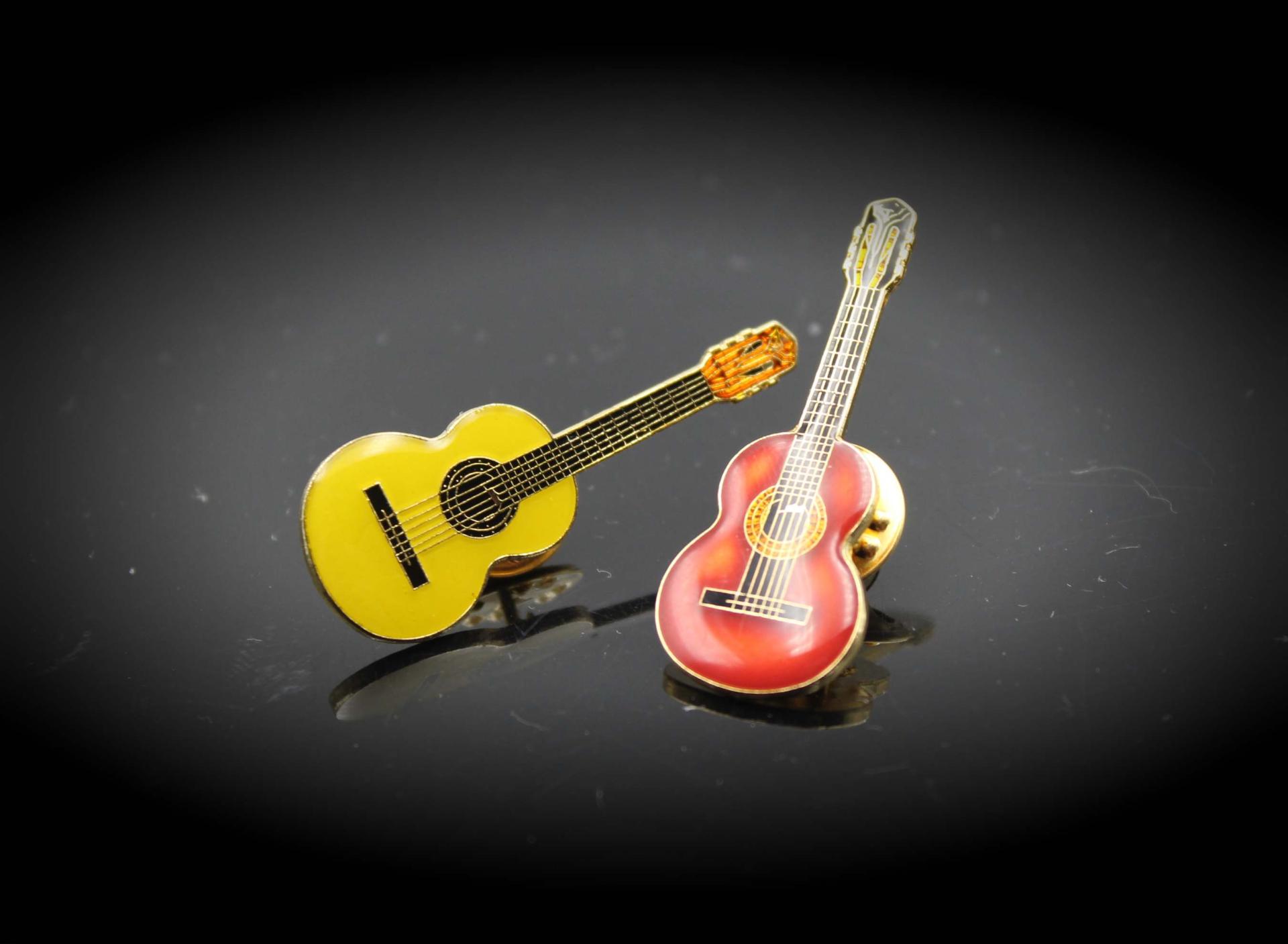 Classical Guitar Pin Badge In Cedar or Spruce Colour