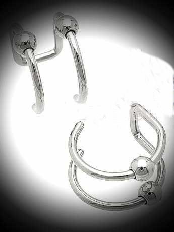 Steel Double Hoop Cartilage Clip On with Balls