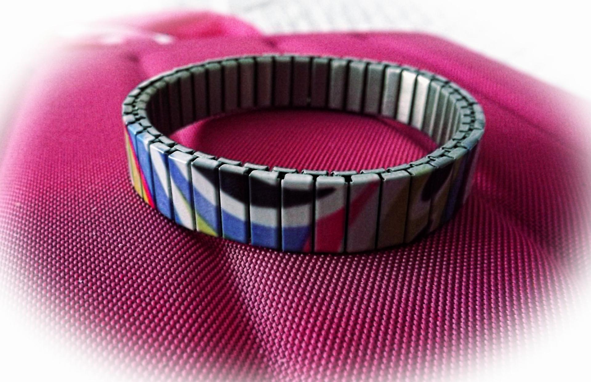 Stainless Steel Colorful Art Paint Stretch Bracelet