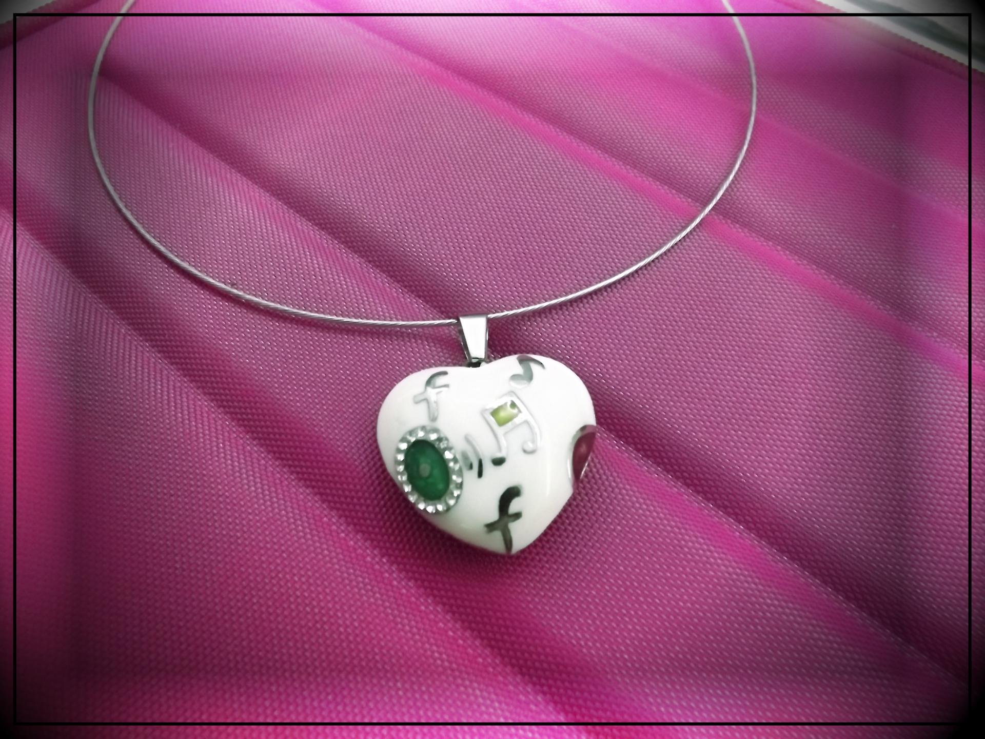 Colourful Enamelled Musical Note Flower Love Heart Pendant