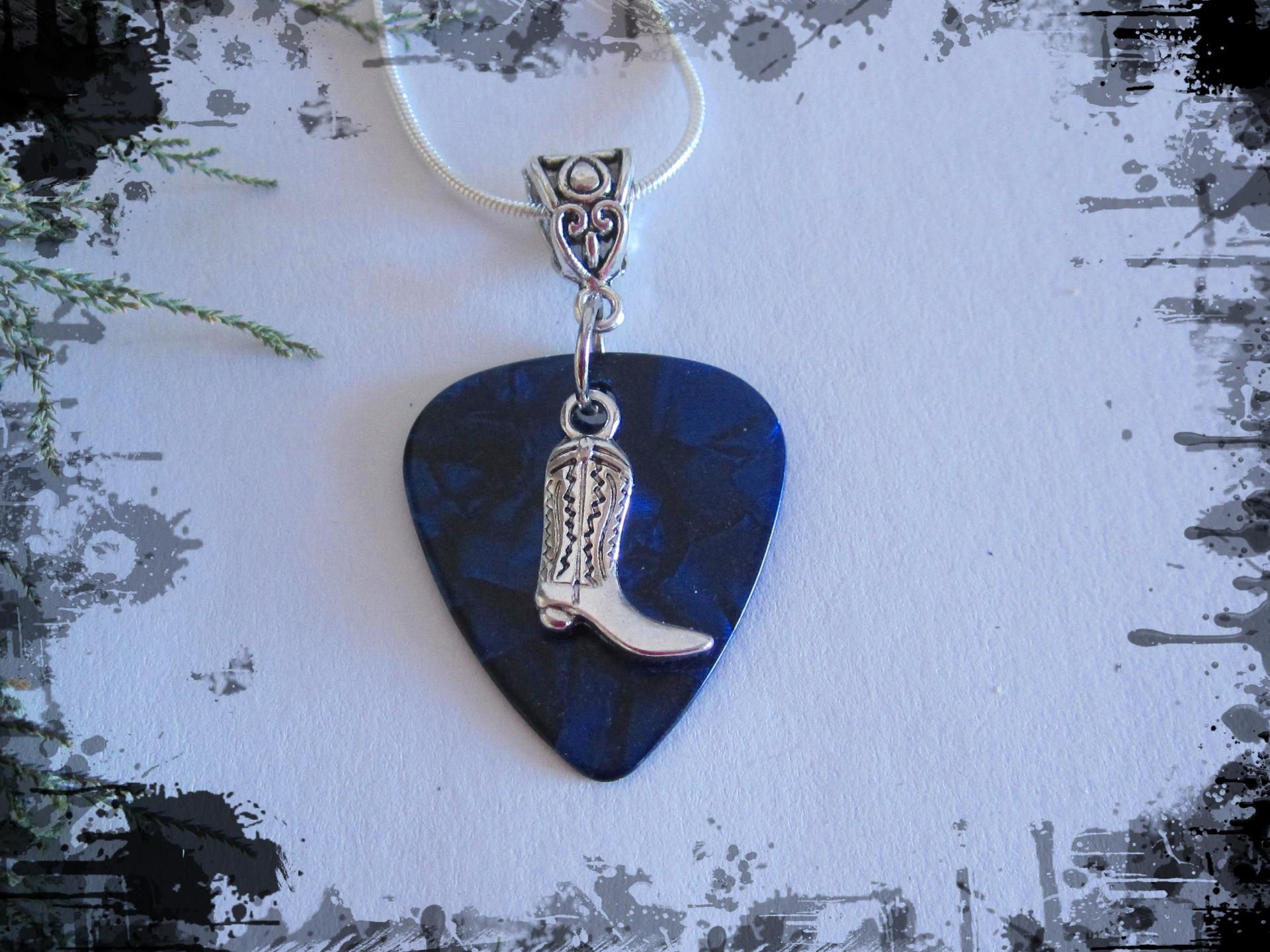 Cowboy Boot Necklace or Choker on Guitar Pick
