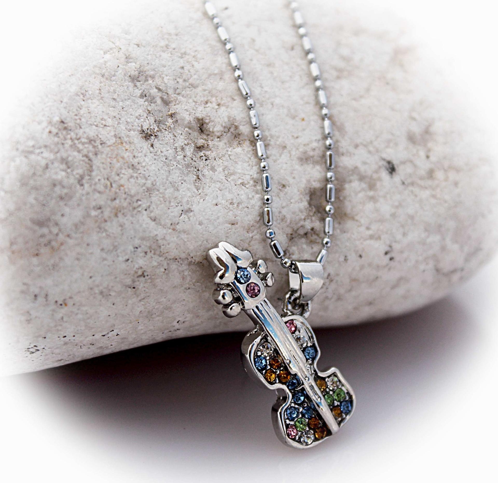 Acoustic Crystal  Guitar Music Necklace