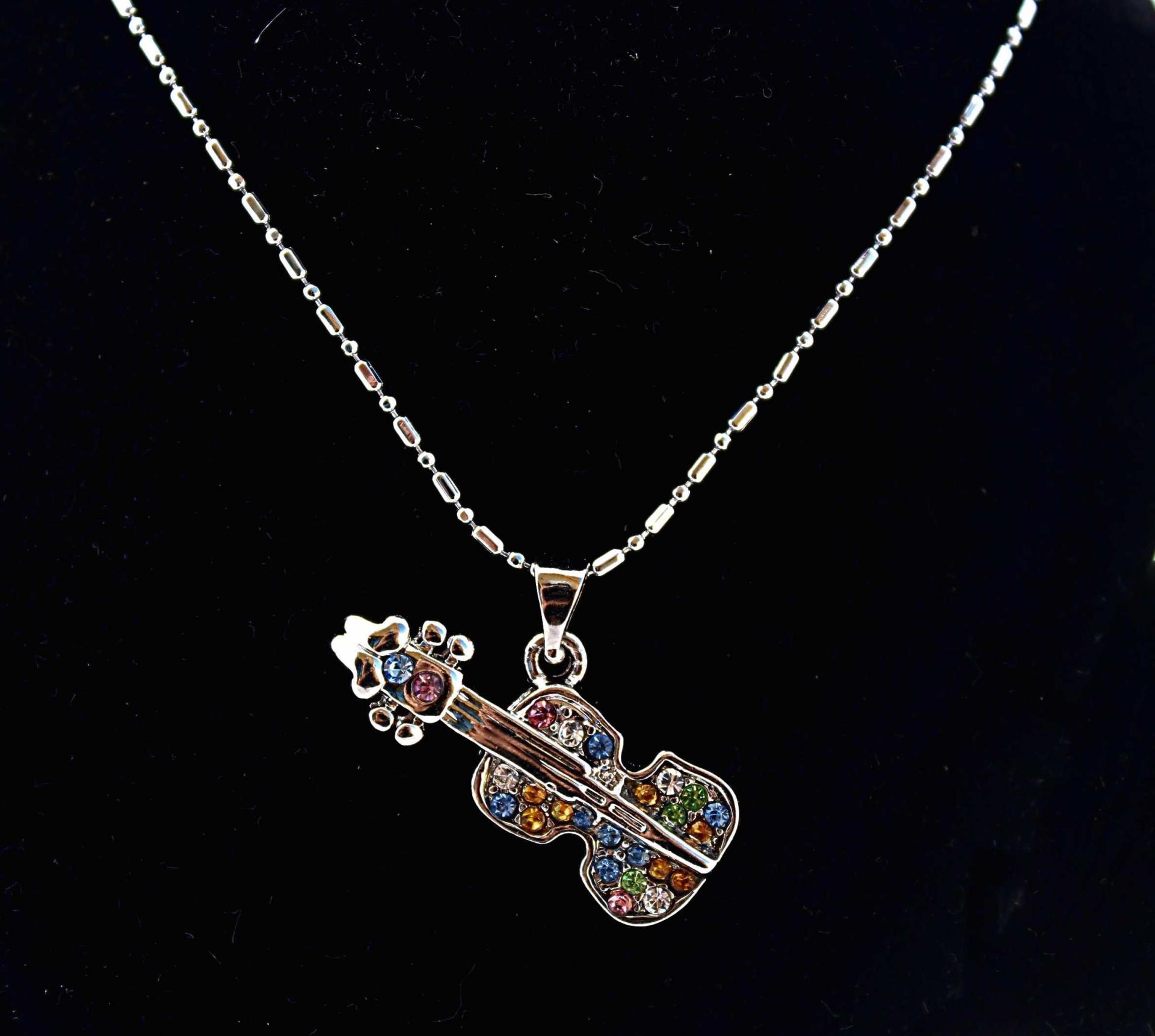 Acoustic Crystal  Guitar Music Necklace