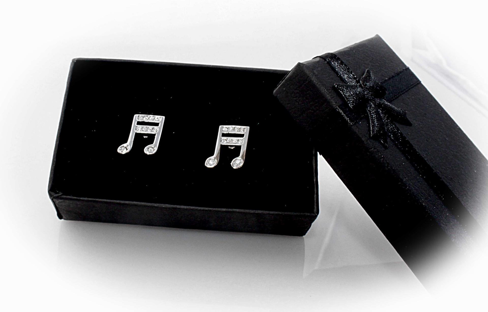 Music Note Cufflinks with Crystal Stones