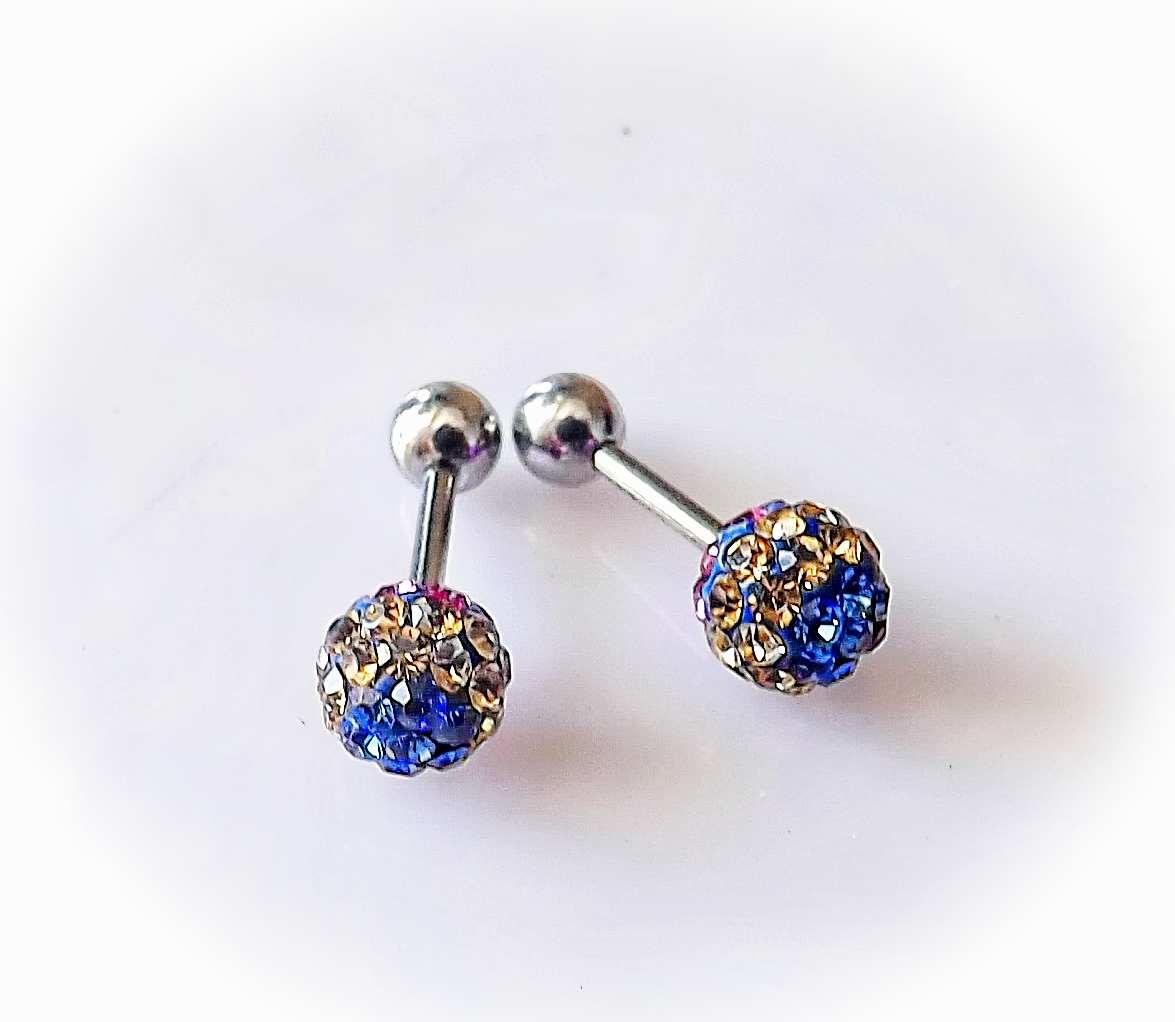 Labret - 16G Pair With Crystal Gem Disco Ball