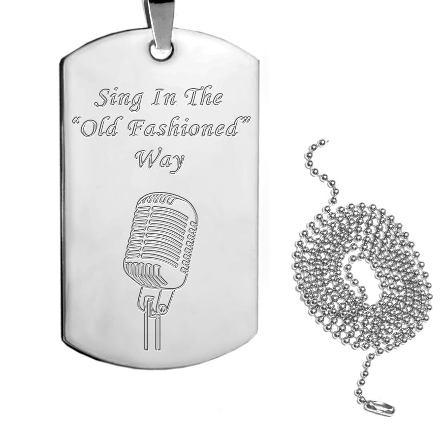 Chrome Tag Pendants with Microphones