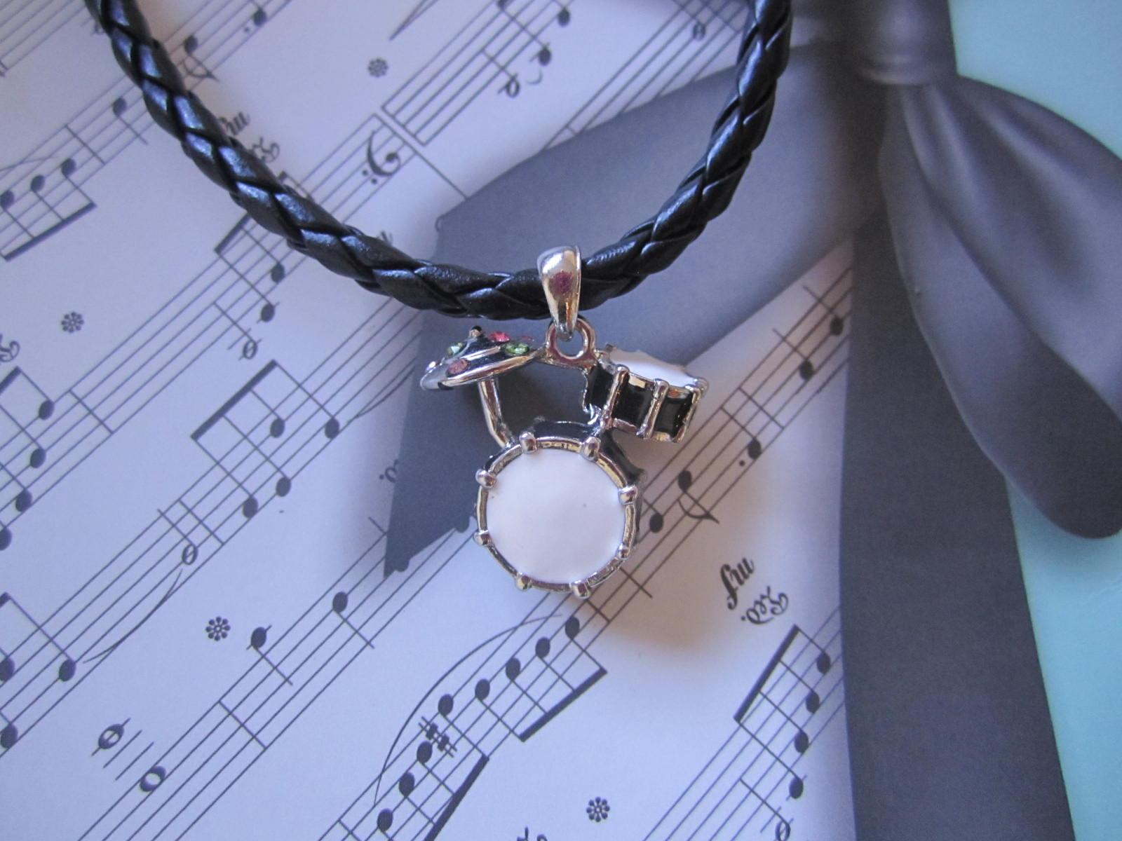 Drum Kit Necklace in Black & White