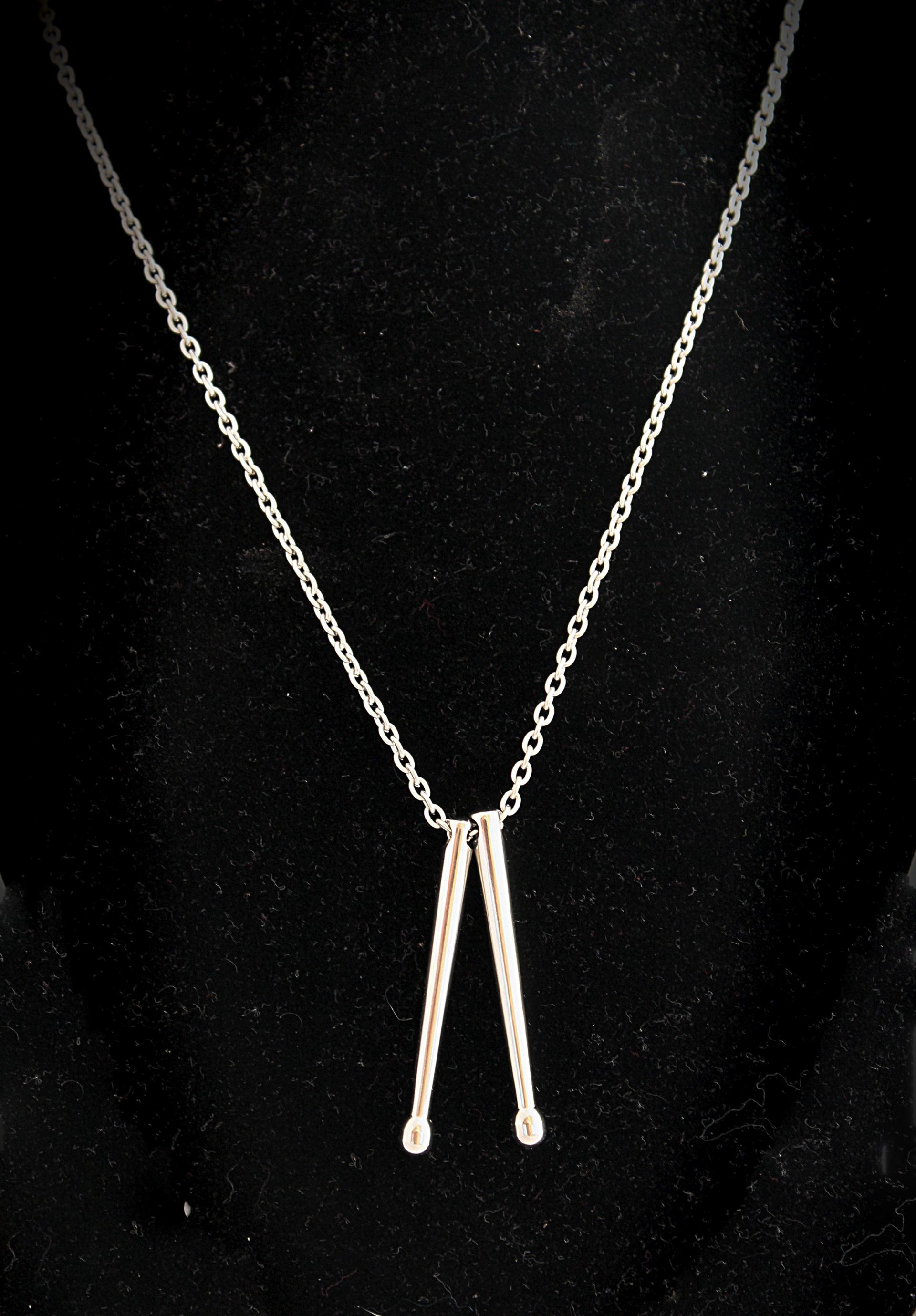 Drum Sticks Necklace - Stainless Steel