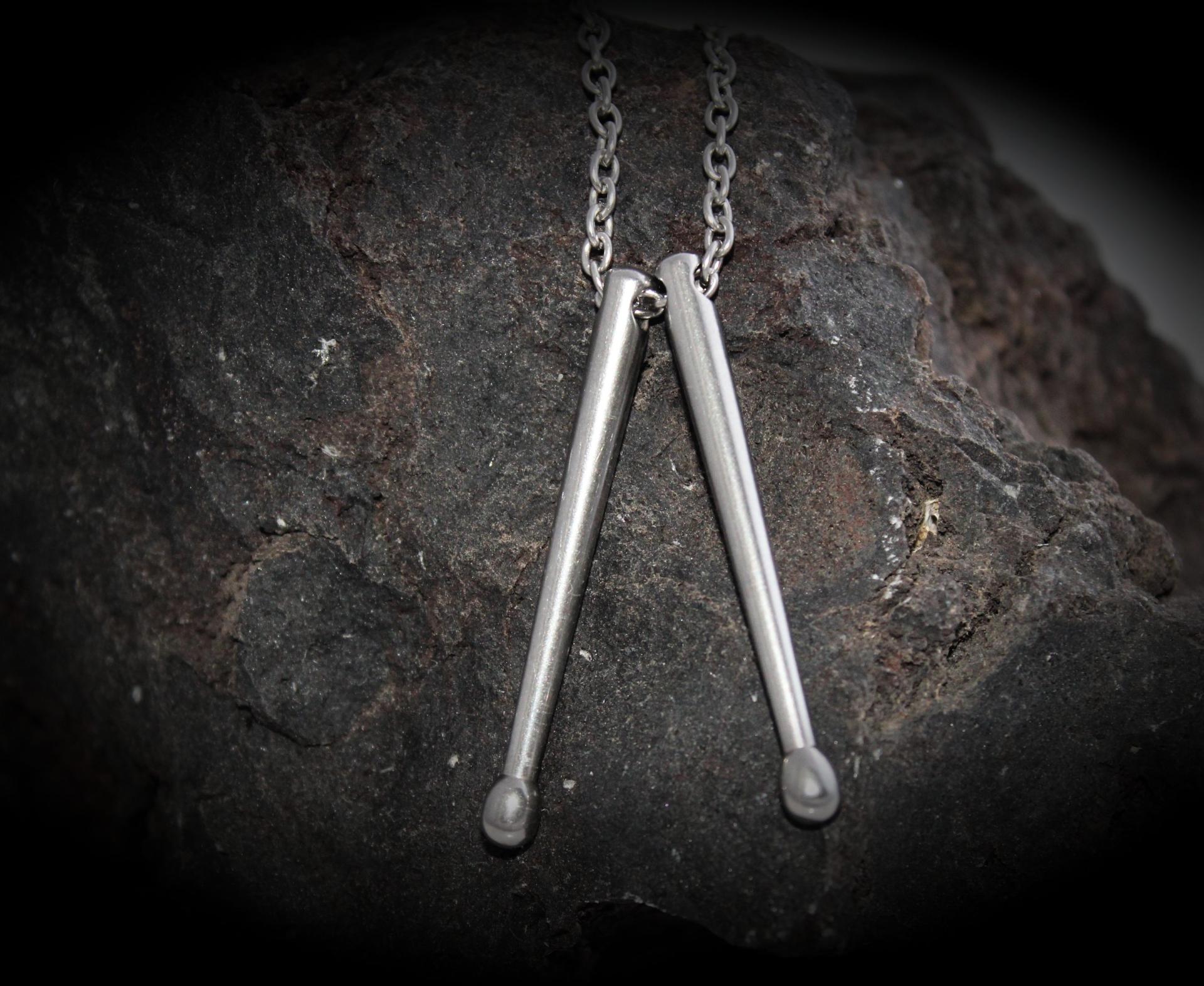 Drum Sticks Necklace - Stainless Steel