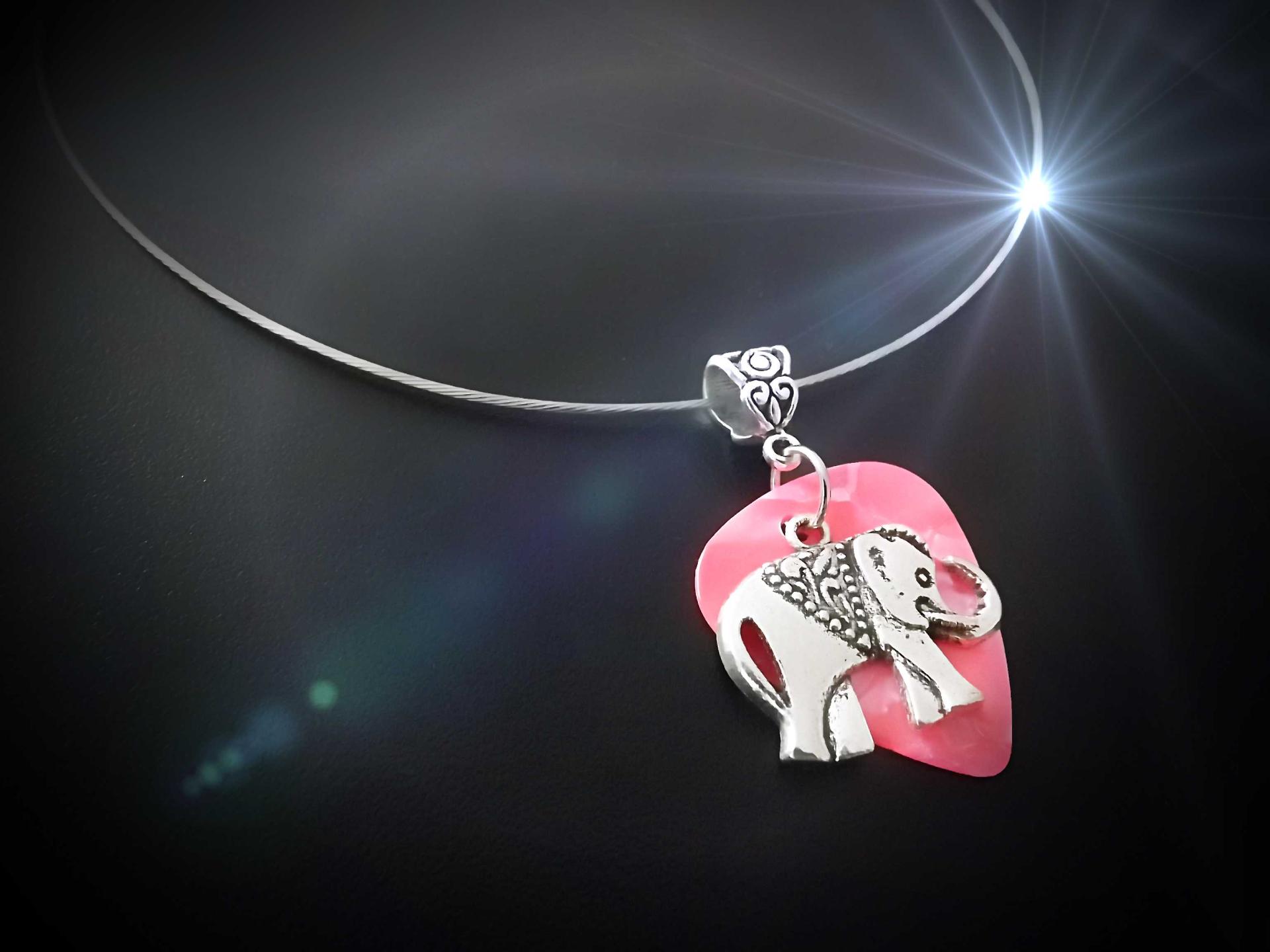 Elephant Necklace - Elephant Charm on Guitar Pick - Customisable