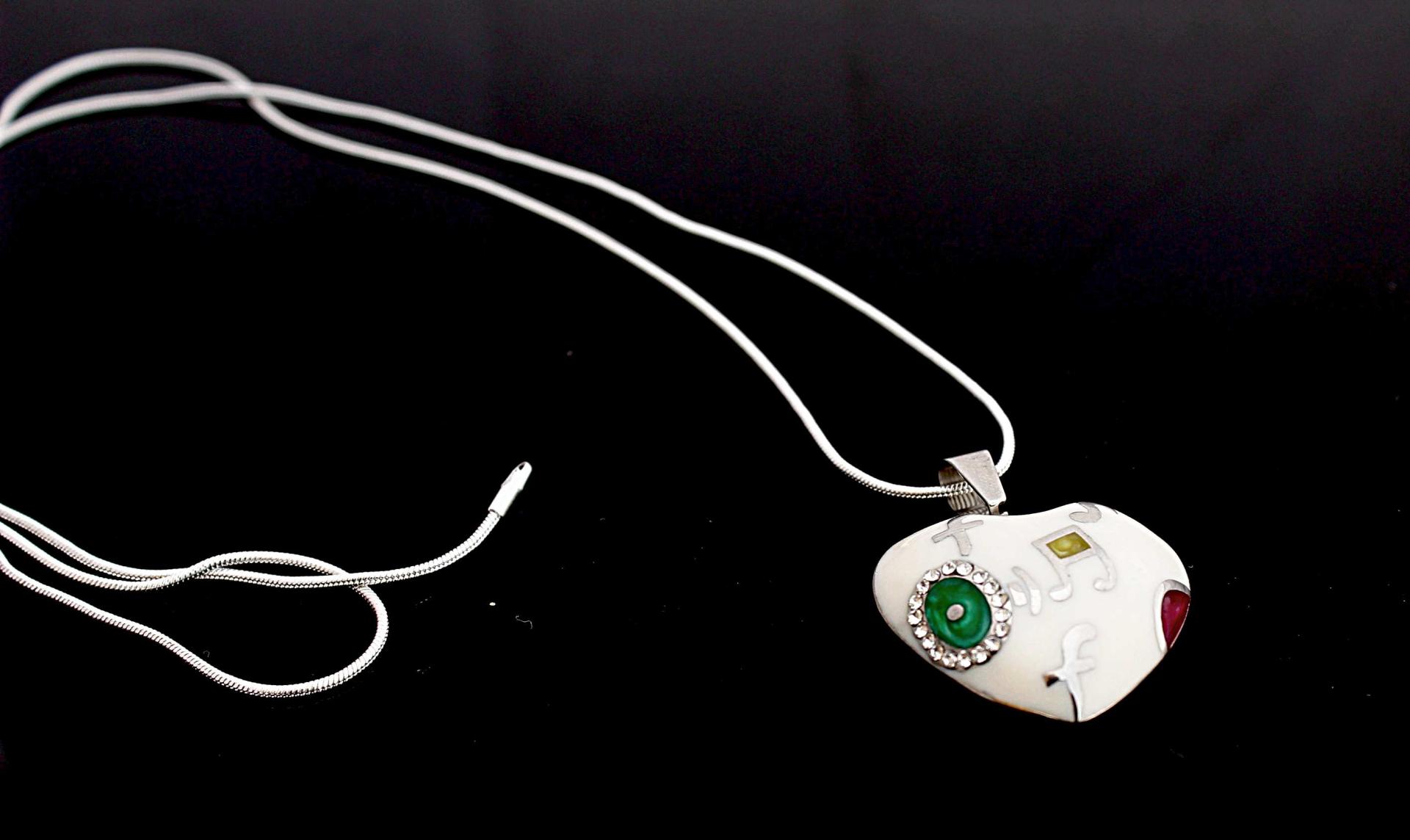 Colourful Enamelled Musical Note Flower Love Heart Pendant