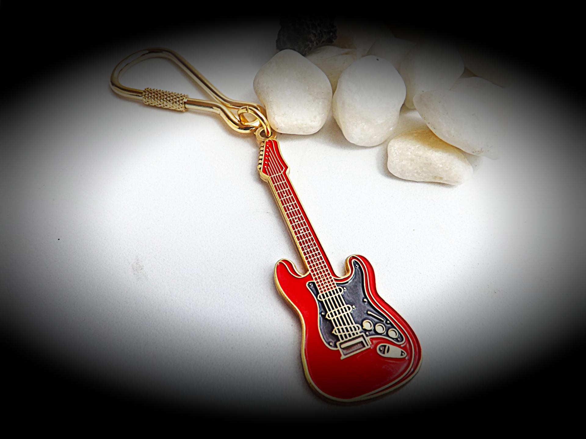 Fender Stratocaster Guitar Keychain/Keyring - Red