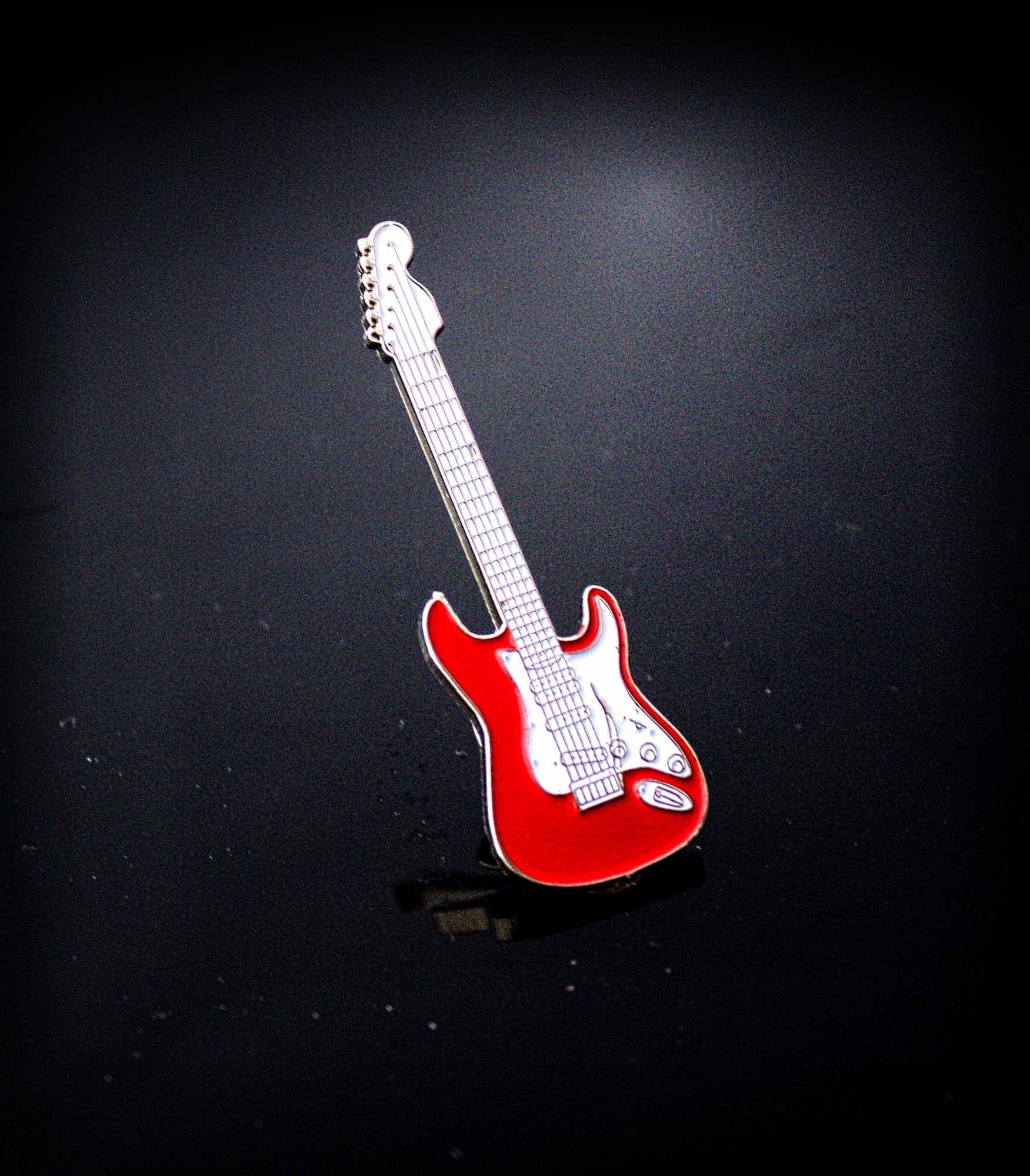 Fender Stratocaster Style Red Pin Badge - Standard Size & Super Size!