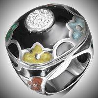 Colourful Flower Enamel Cocktail Ring