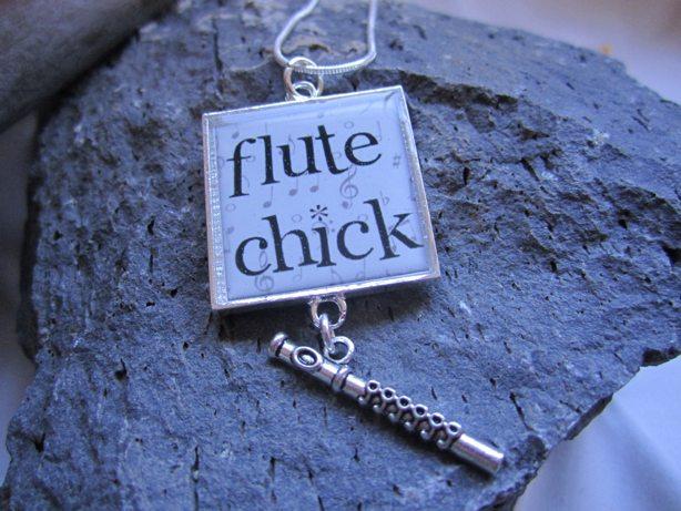Flute Chick - Funky Resin Pendant With Flute Charm