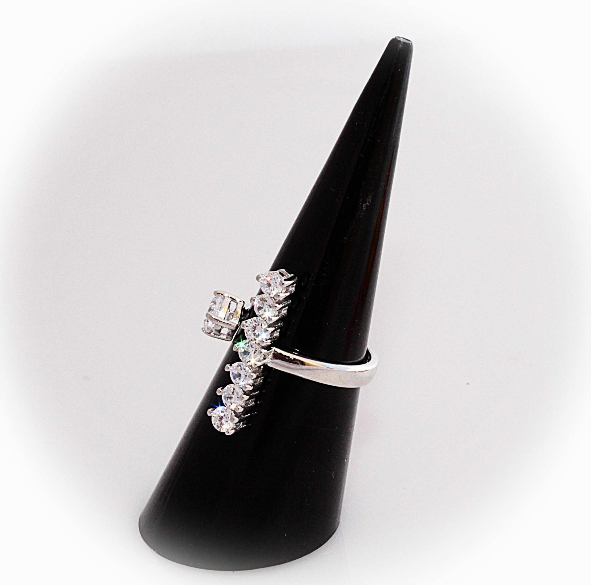 Geometric Platinum Bar Ring with Austrian Stones