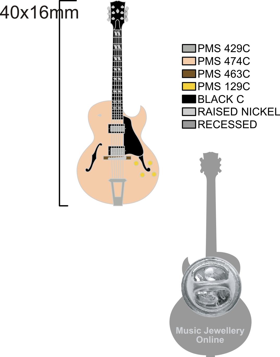 Gibson ES- 175  Style Guitar Pin Brooch in Design stage