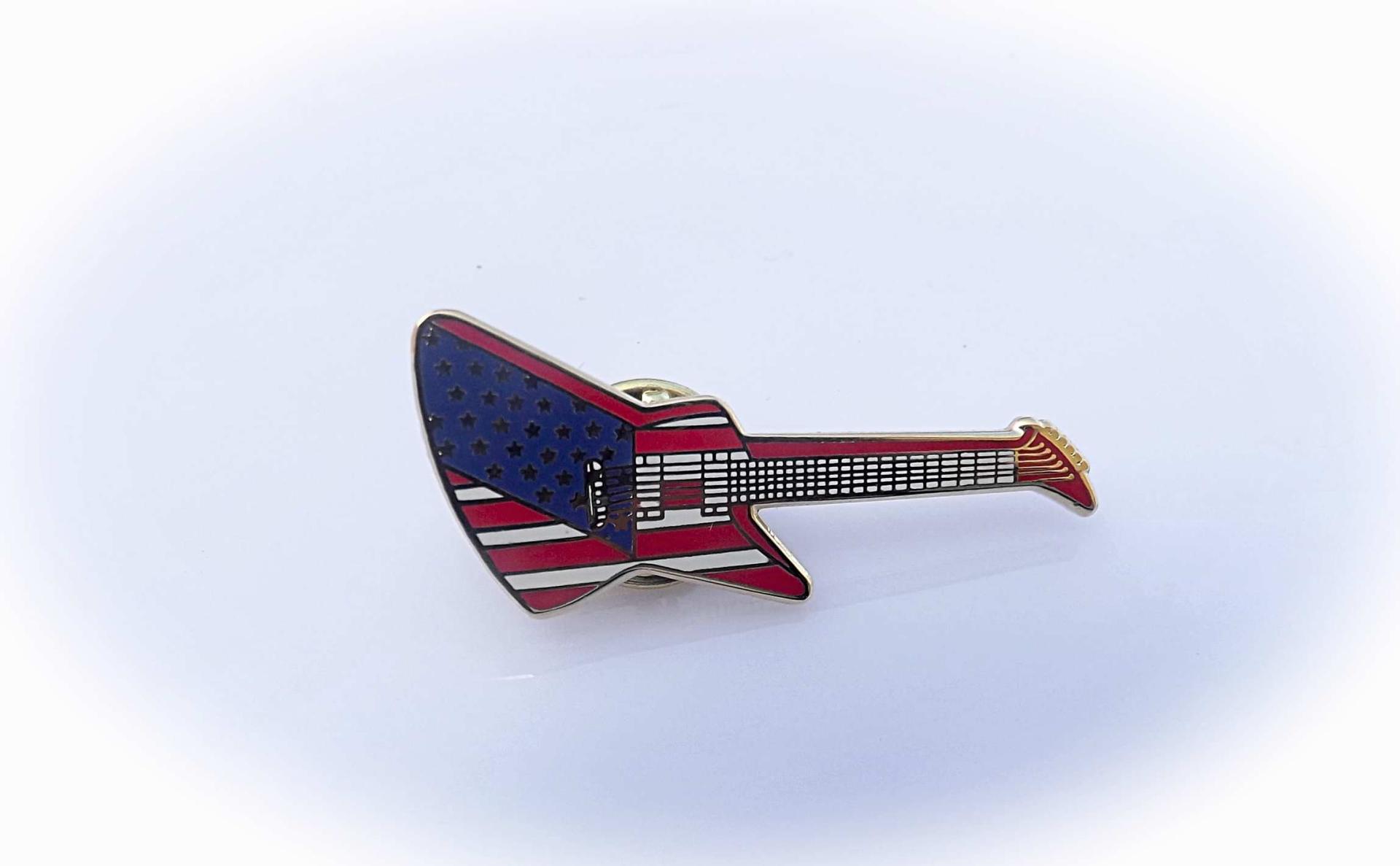 Gibson Explorer Guitar Pin Badge -  American Flag