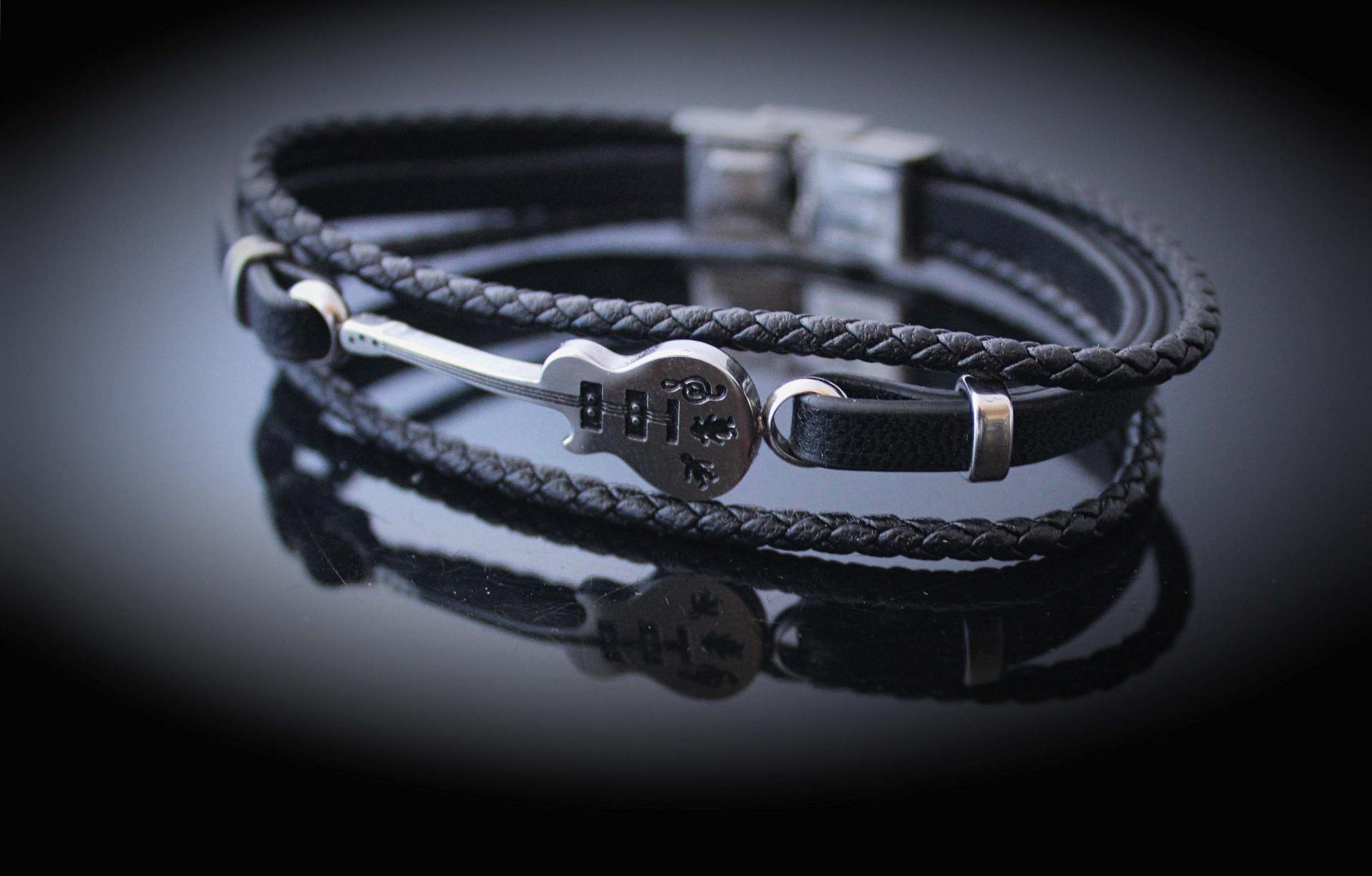 Guitar Bracelet - Stainless Steel and Leather