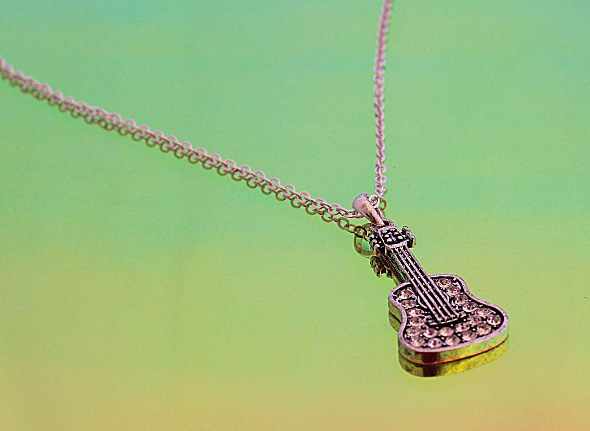 Guitar Necklace With Crystals