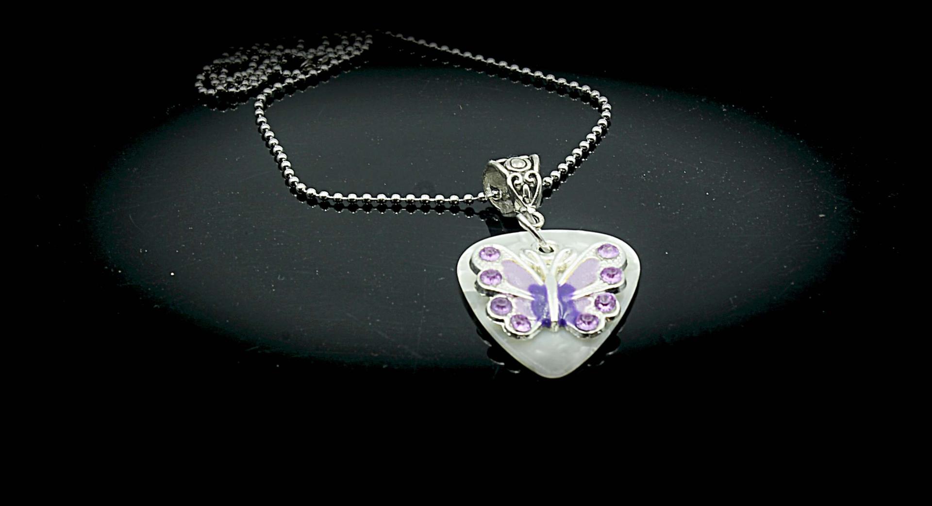 Guitar Pick Necklace /Choker with Butterfly - customisable