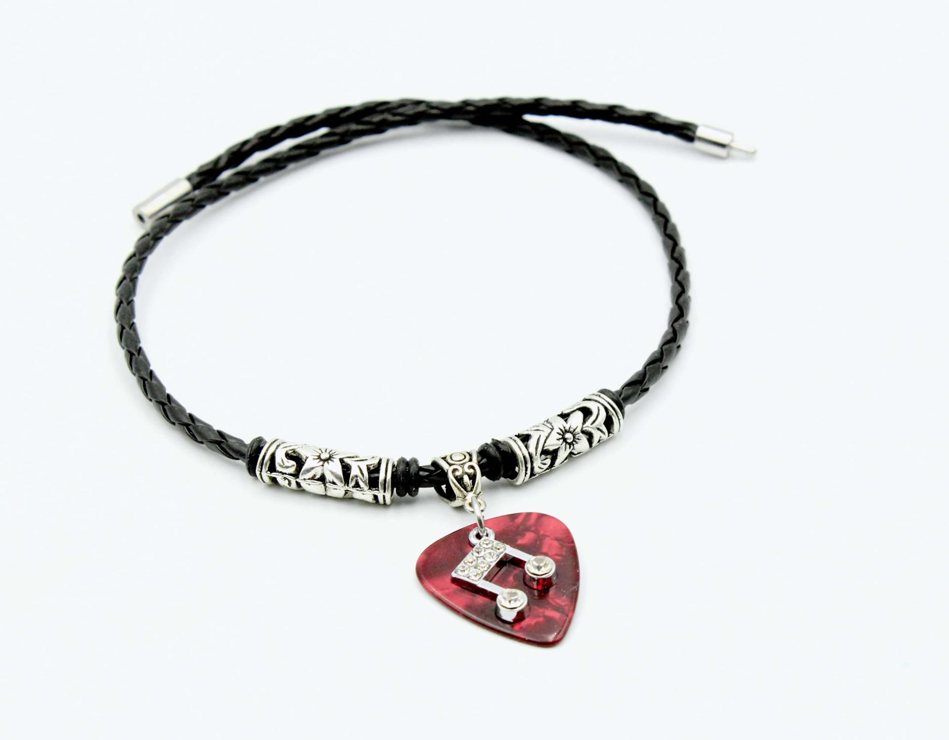 Guitar Pick Necklace with Music Note Charm -Customisable