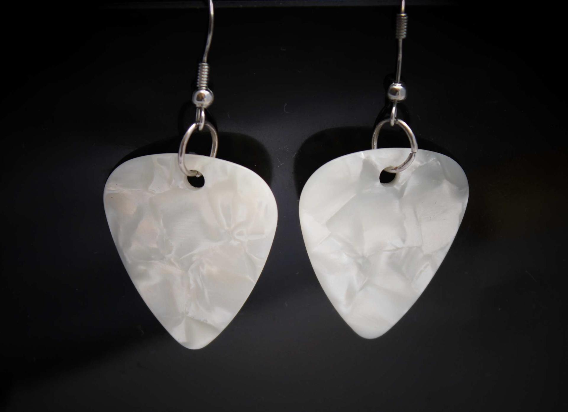 Guitar Pick Earrings - Choice of Pearlised Colour