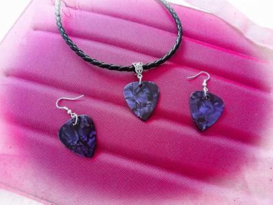 Guitar Pick Choker Necklace and Earring Set