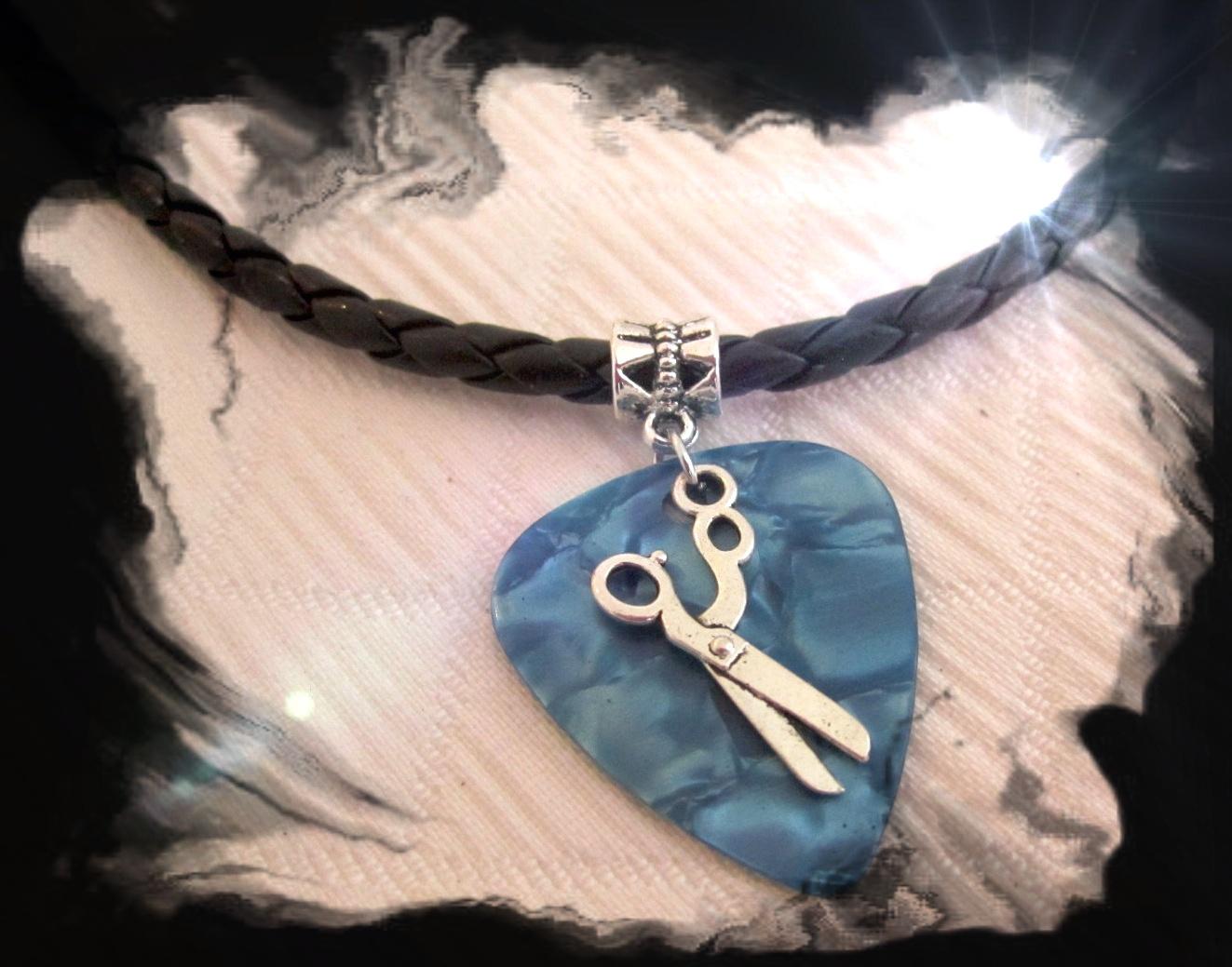 Guitar Pick necklace with Scissors