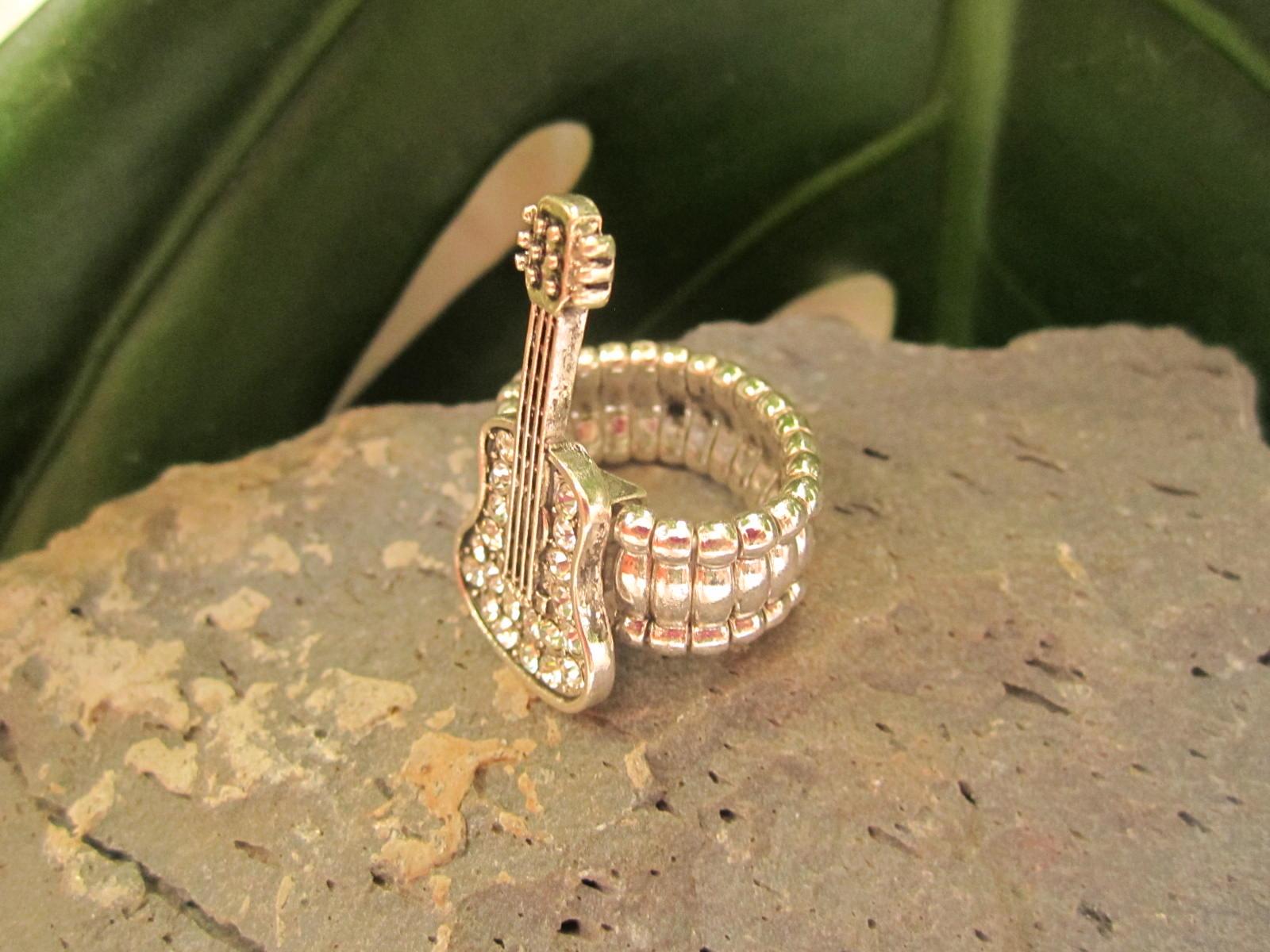 Guitar Ring in Stretch Crystal