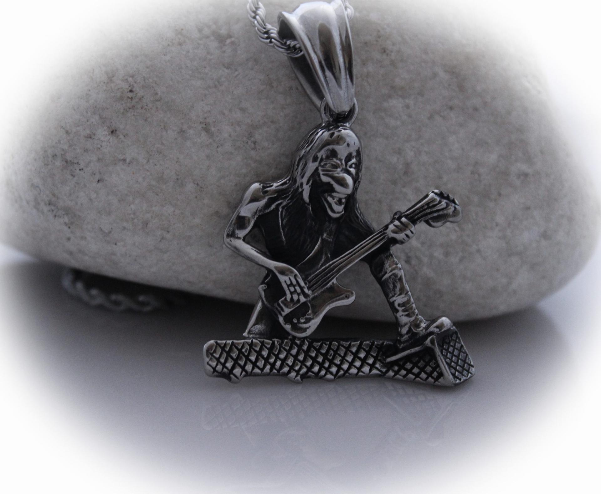 Guitar Rocker Man Pendant in Stainless Steel