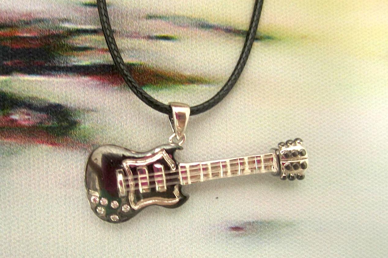 Guitar Pendant - Stone Guitar with Stones and Nylon Strings